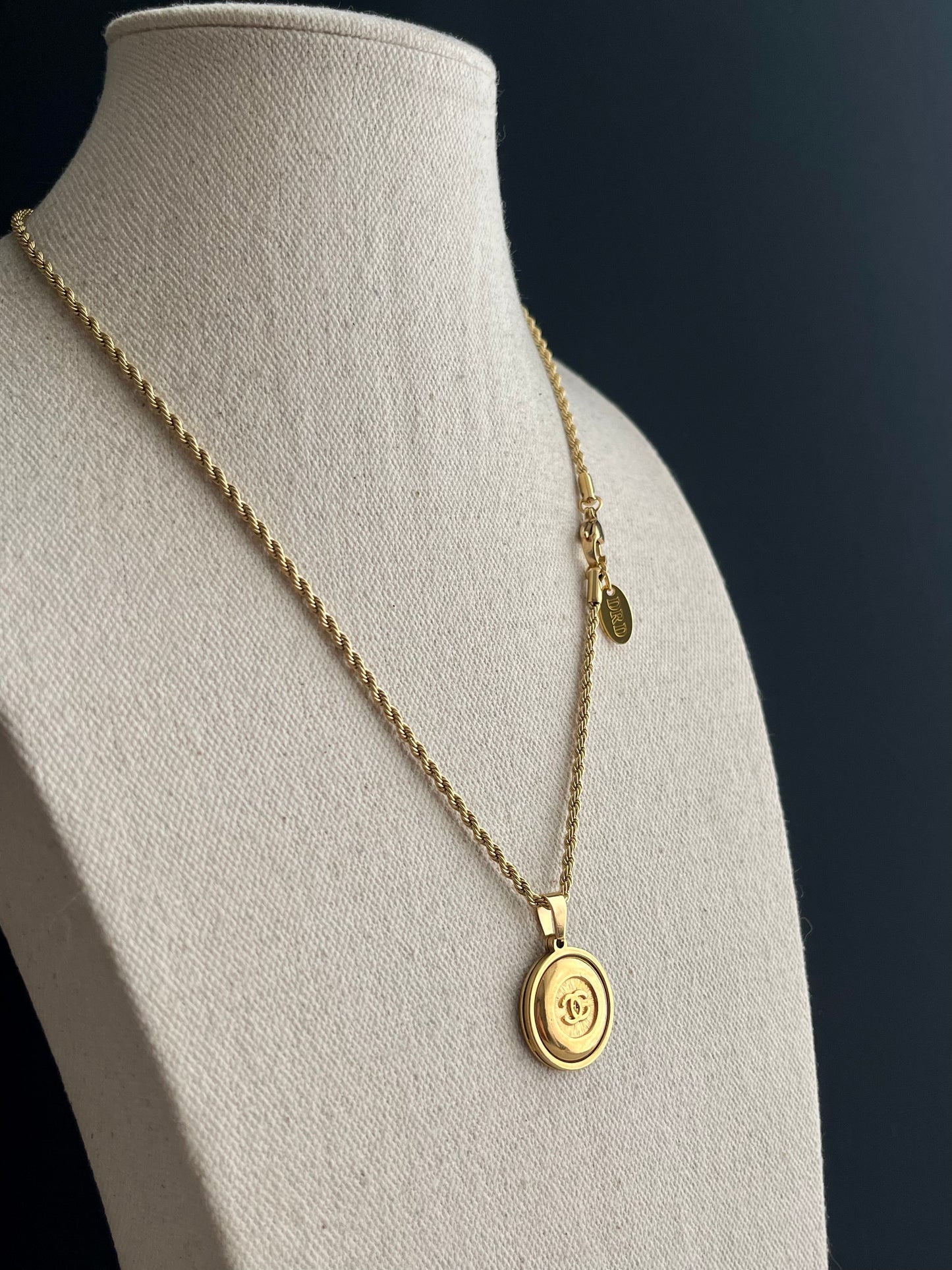 Vintage Authentic reworked Gold button Necklace