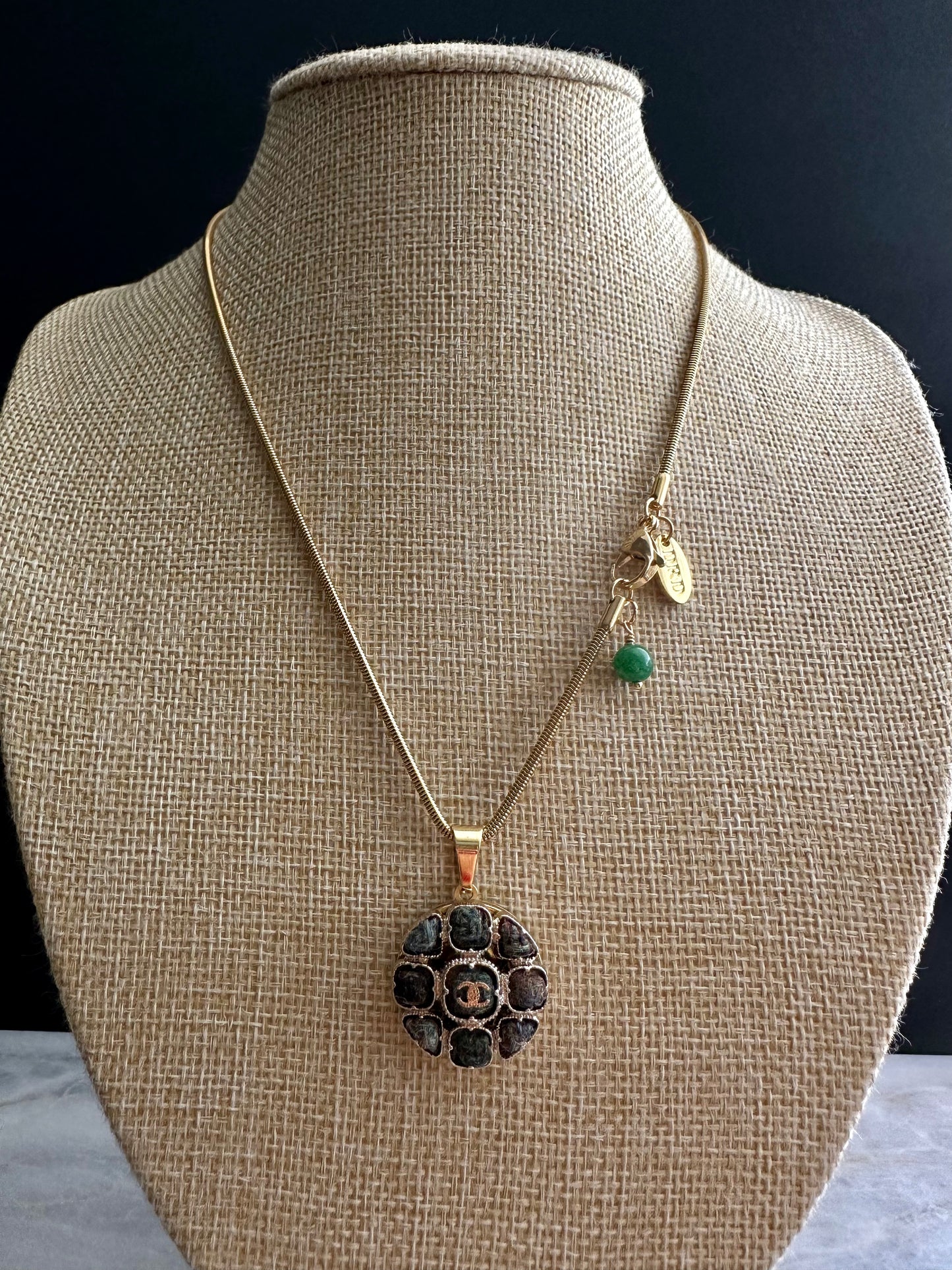 ✨ Large SUPER RARE Authentic reworked Gold button Necklace