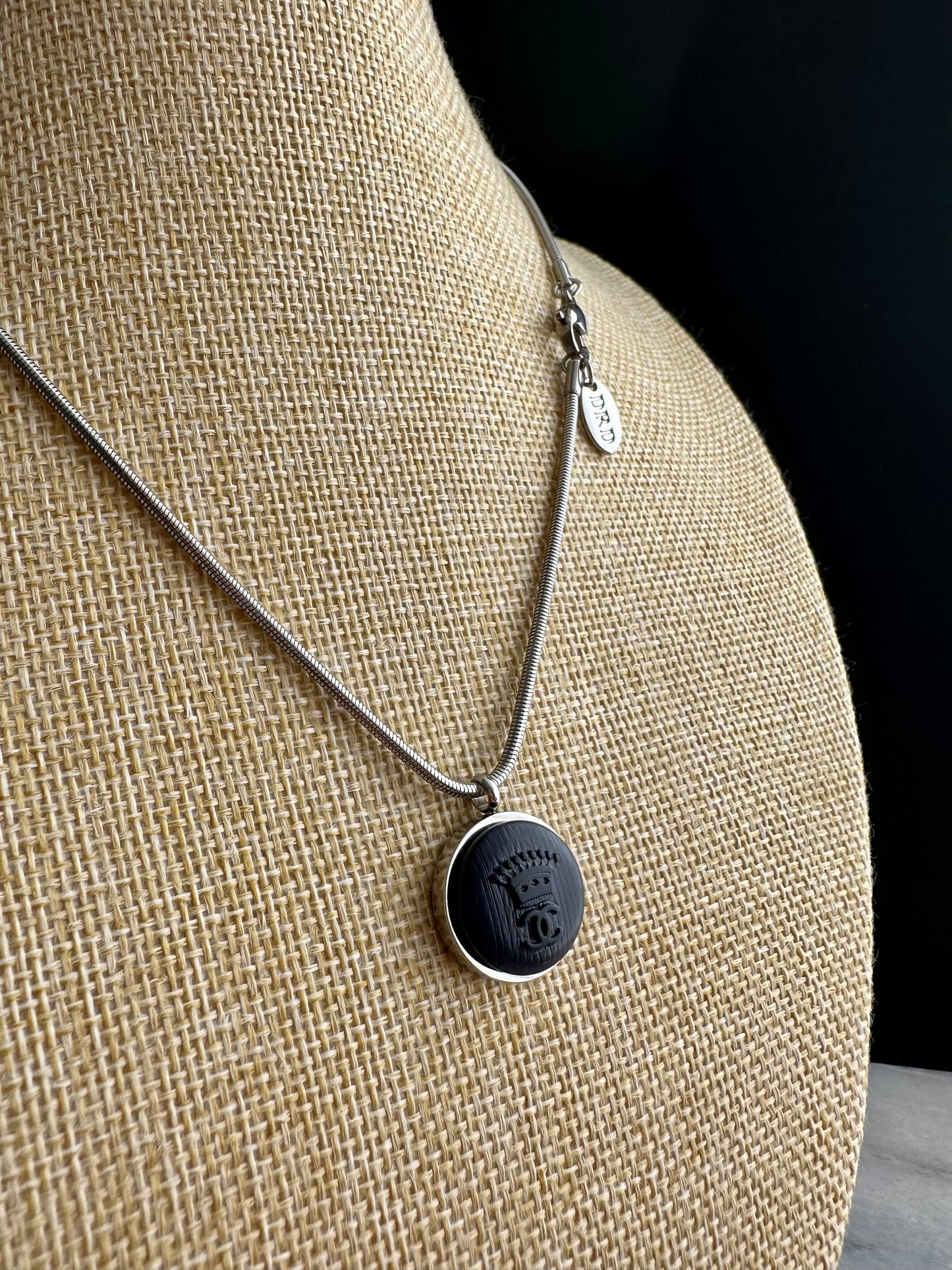 Authentic Reworked silver Button Necklace