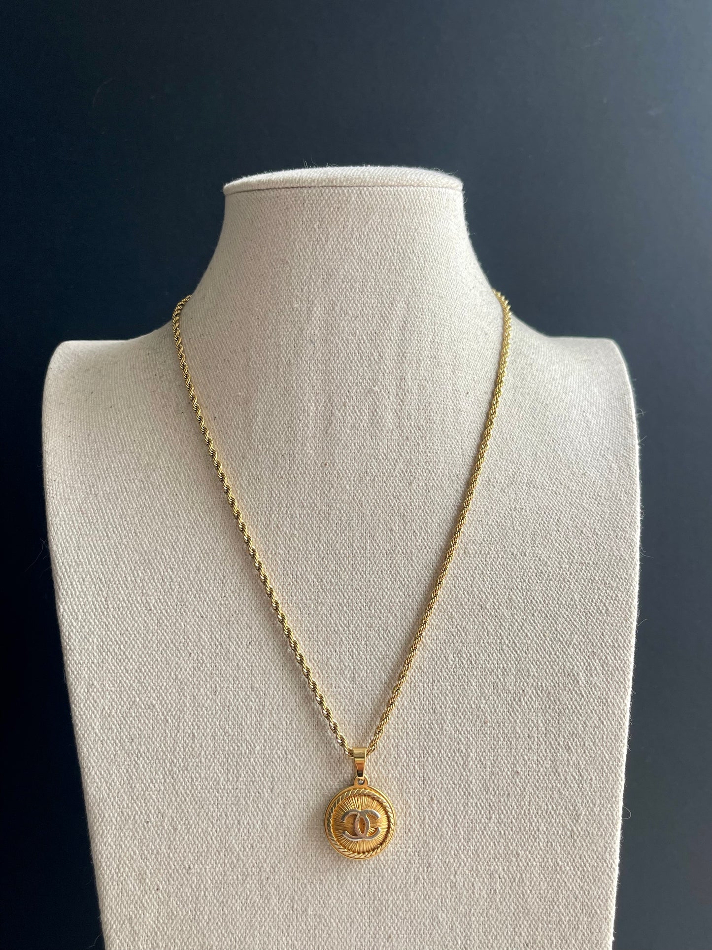 Vintage Authentic reworked Gold button Necklace