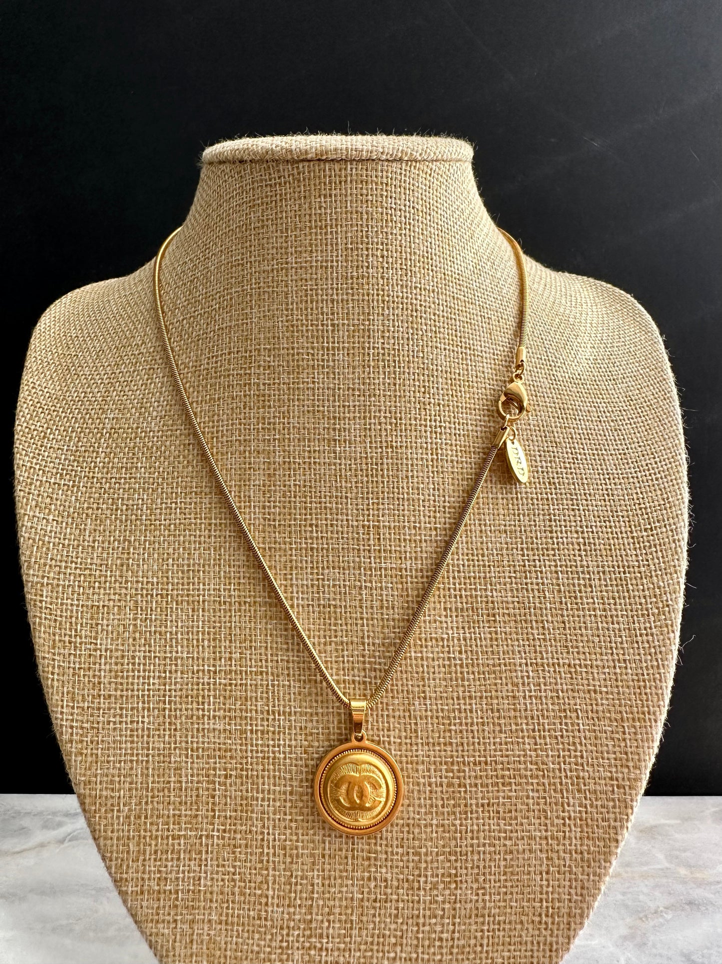 SUPER RARE Large Vintage Authentic reworked Gold button Necklace