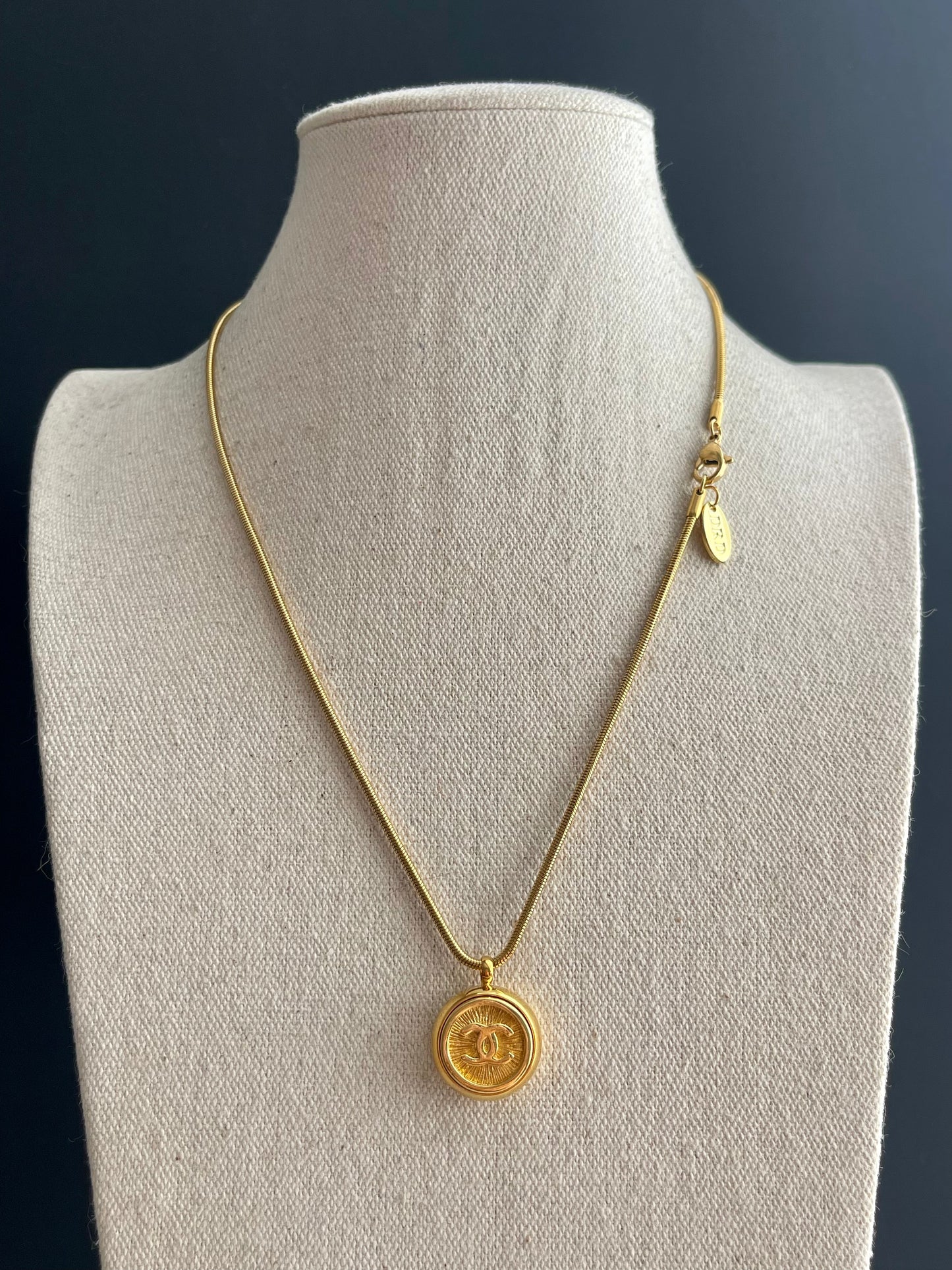 Vintage Authentic reworked Gold button Necklace