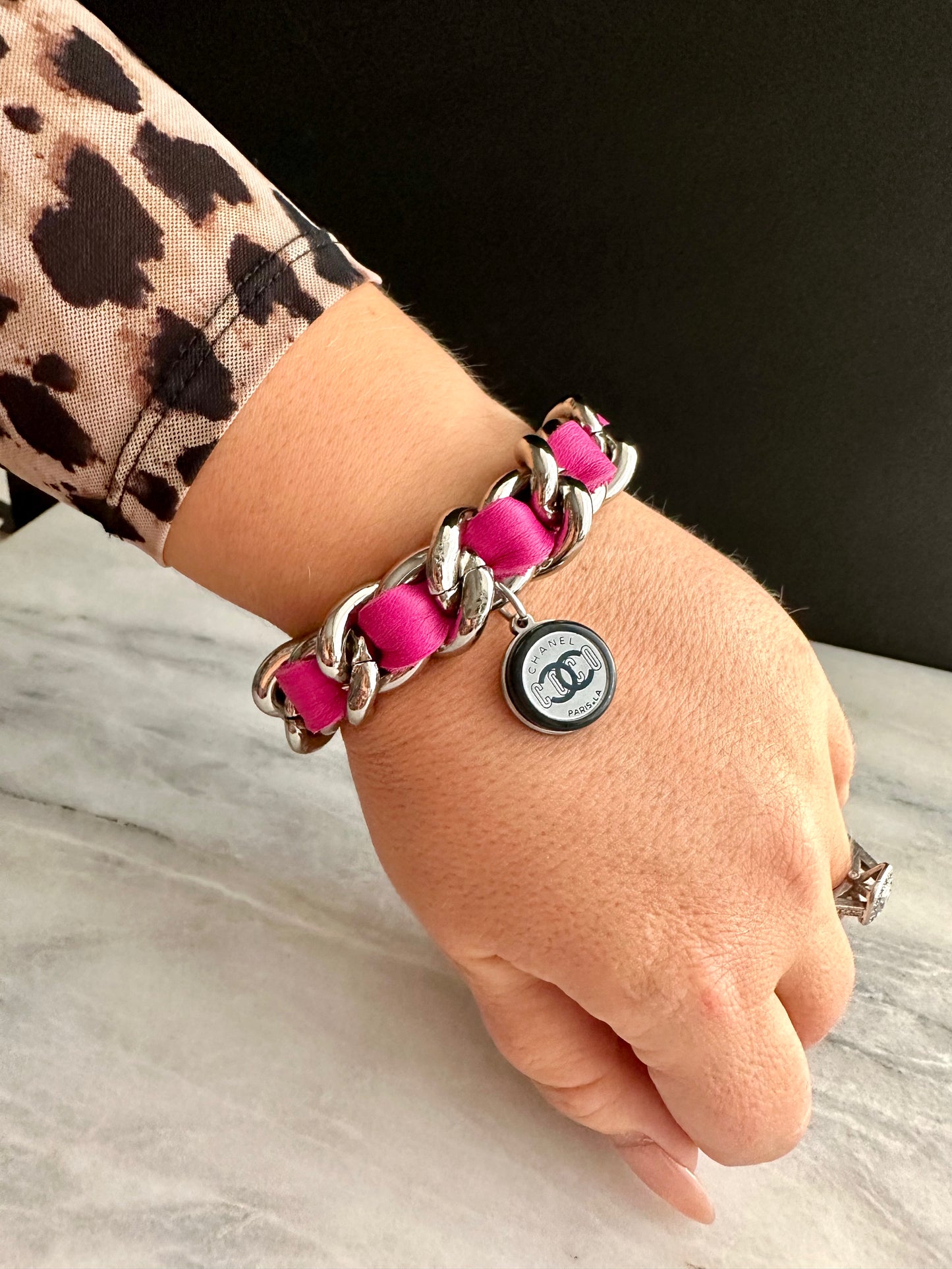 💓Pink Coco Authentic Reworked button bracelet