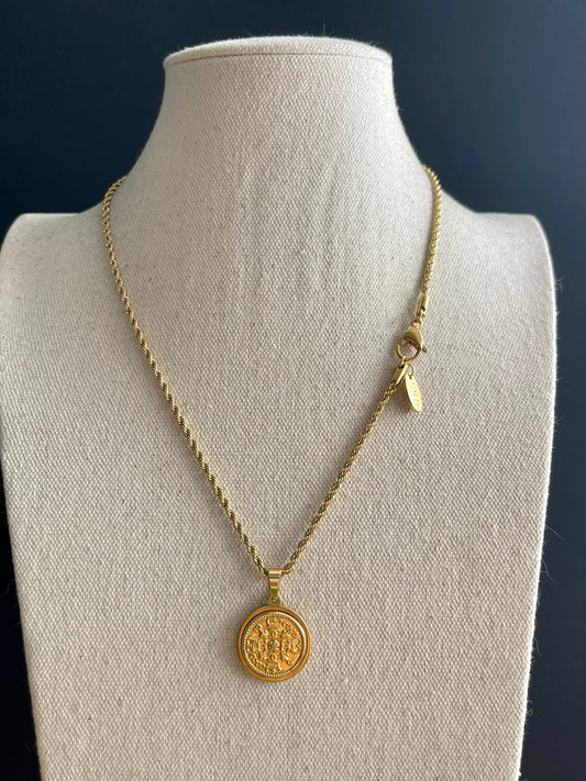 Super rare old Vintage Authentic reworked Gold button Necklace