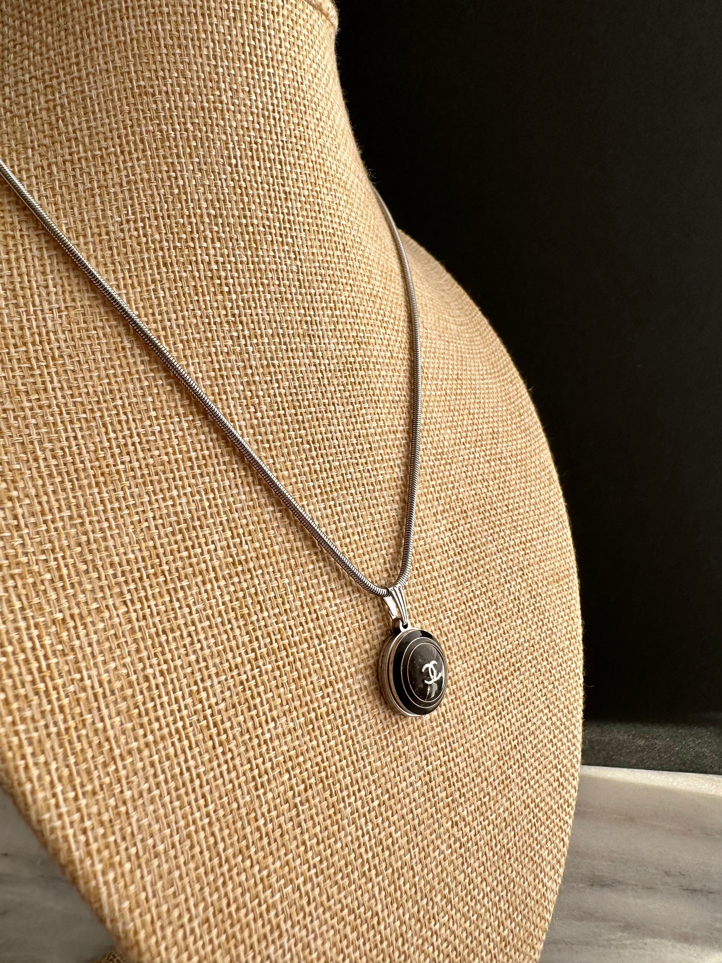 Authentic Reworked silver Button Necklace