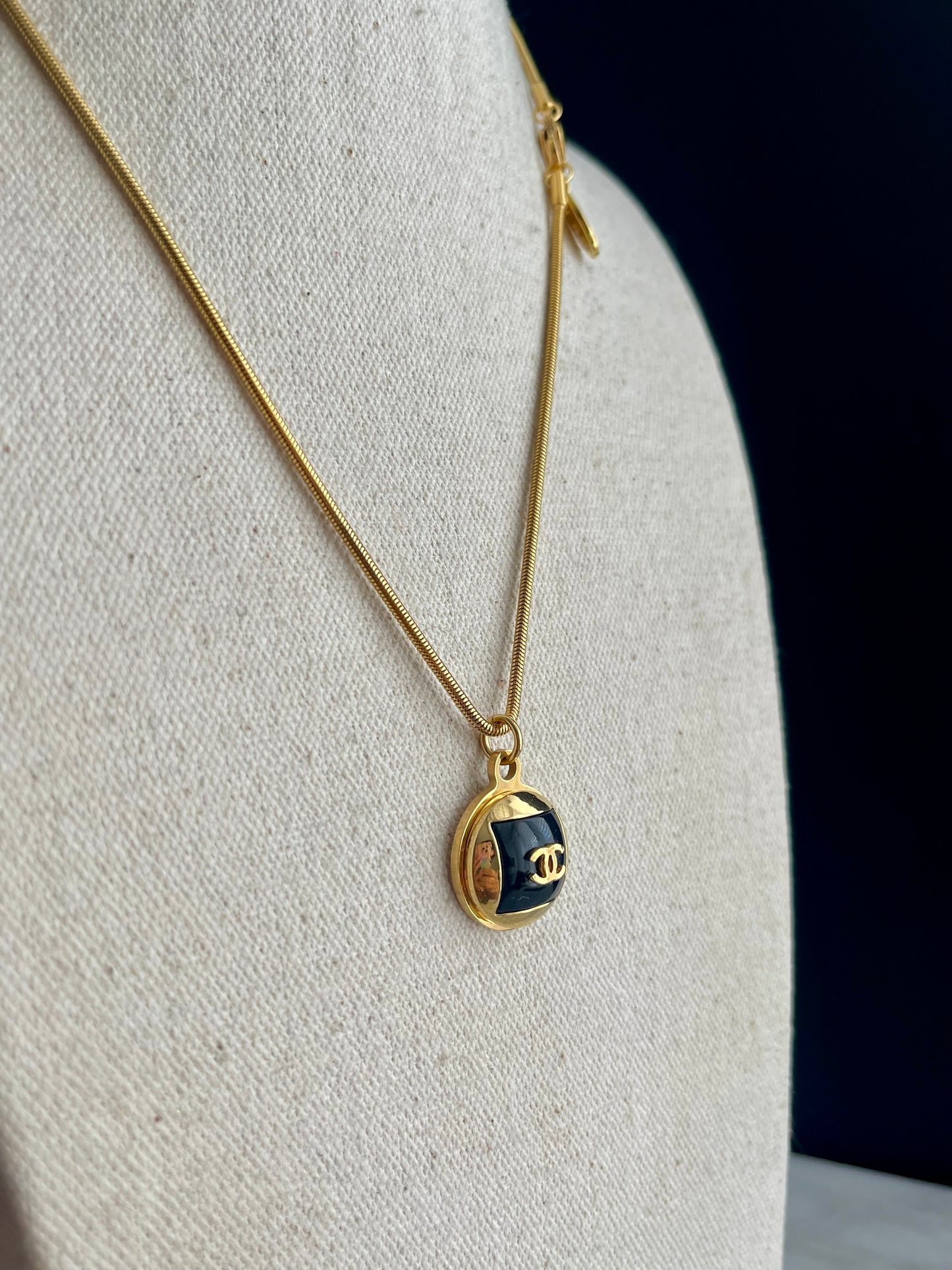 Vintage Authentic reworked Gold button Necklace