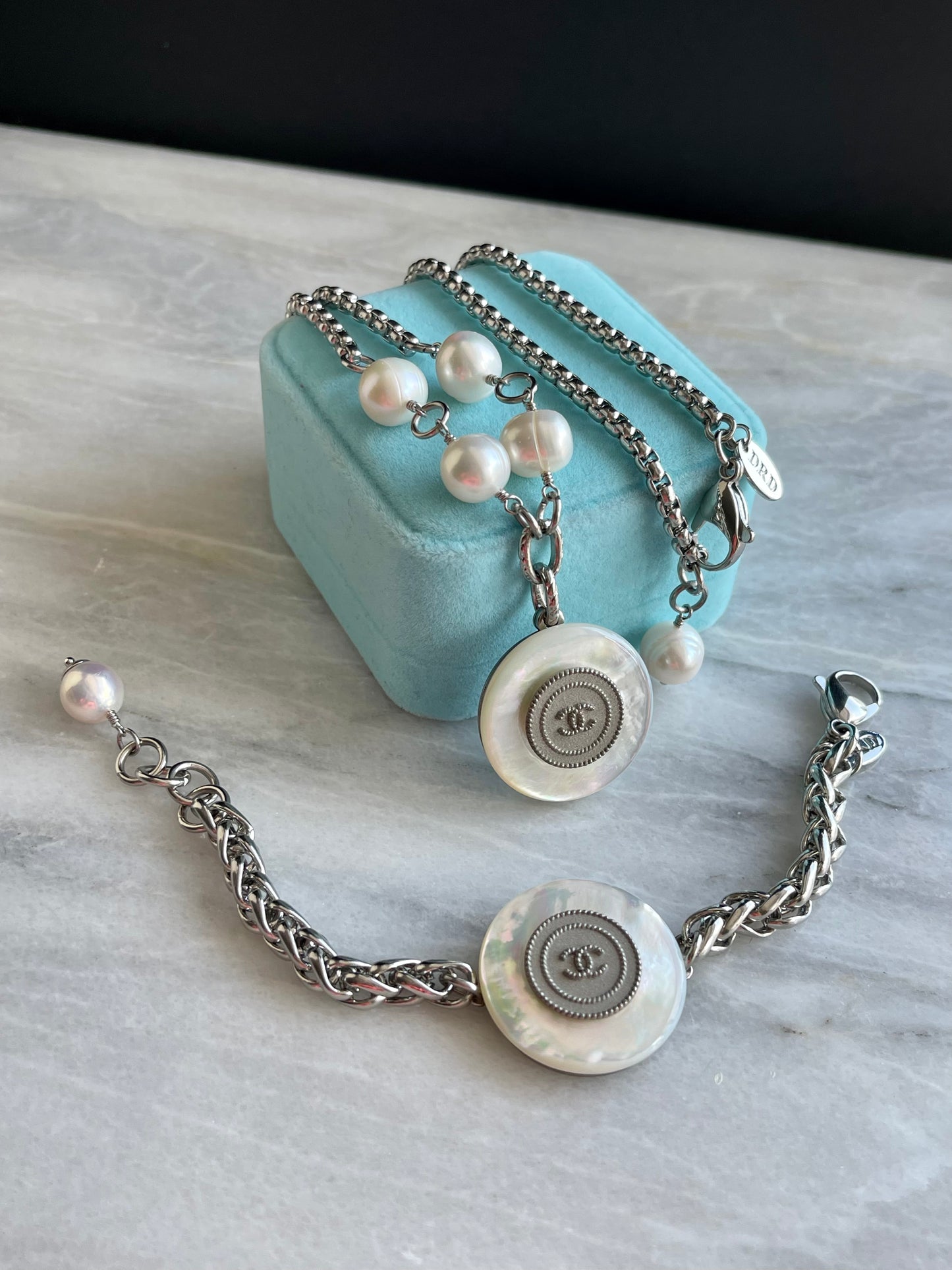 Unique MOTHER OF PEARL Authentic Reworked button bracelet