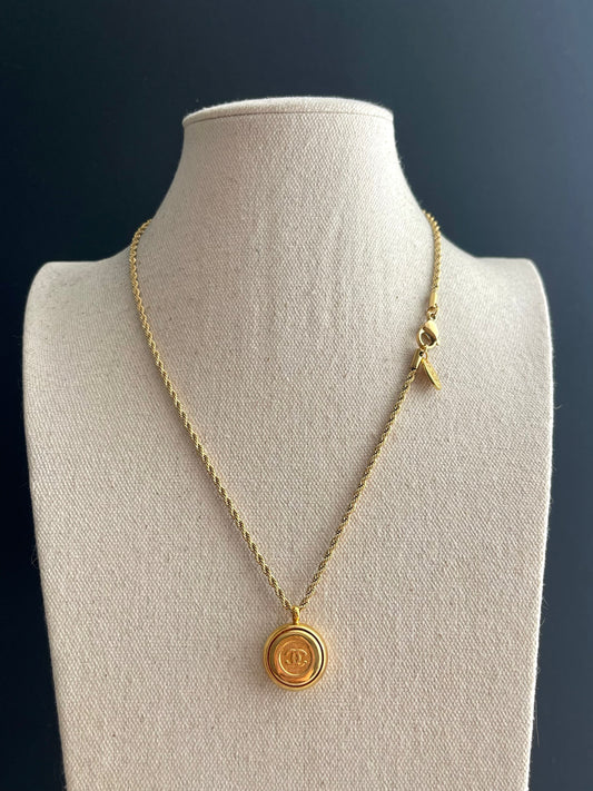 Vintage Authentic reworked Gold button Necklace