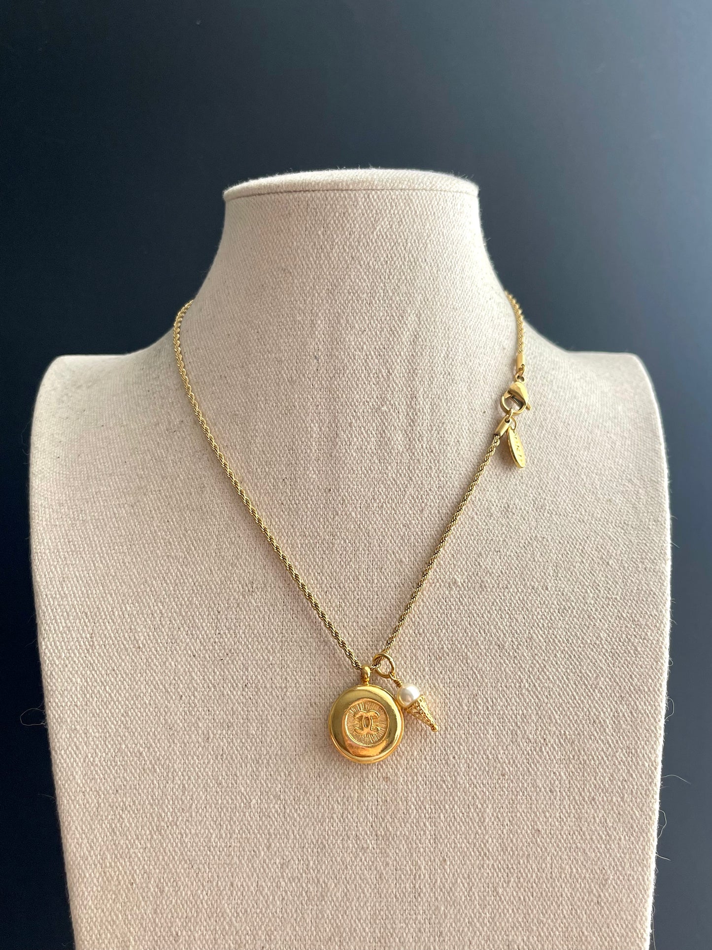 Vintage Authentic reworked Gold button Necklace