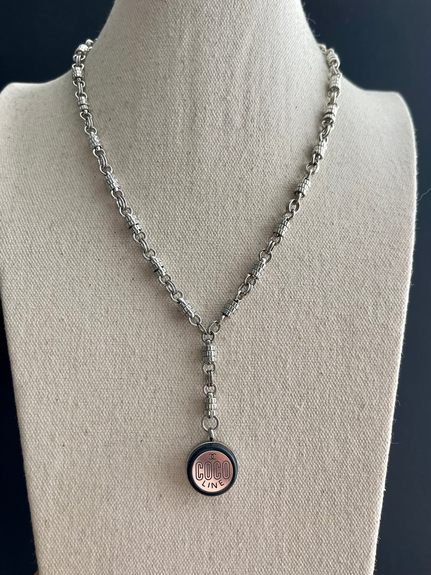 Authentic Reworked silver Button Necklace