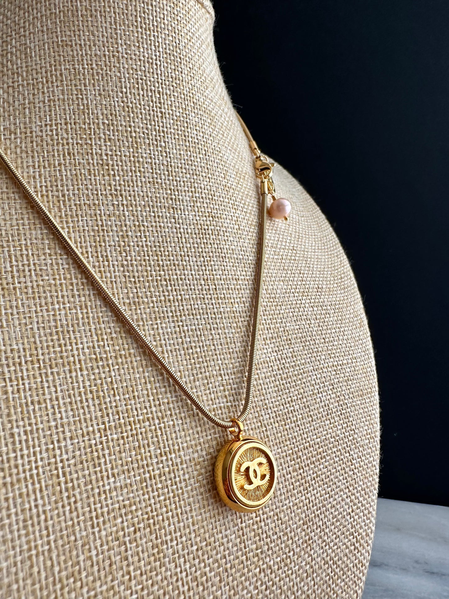 SUPER RARE Vintage Authentic reworked Gold button Necklace