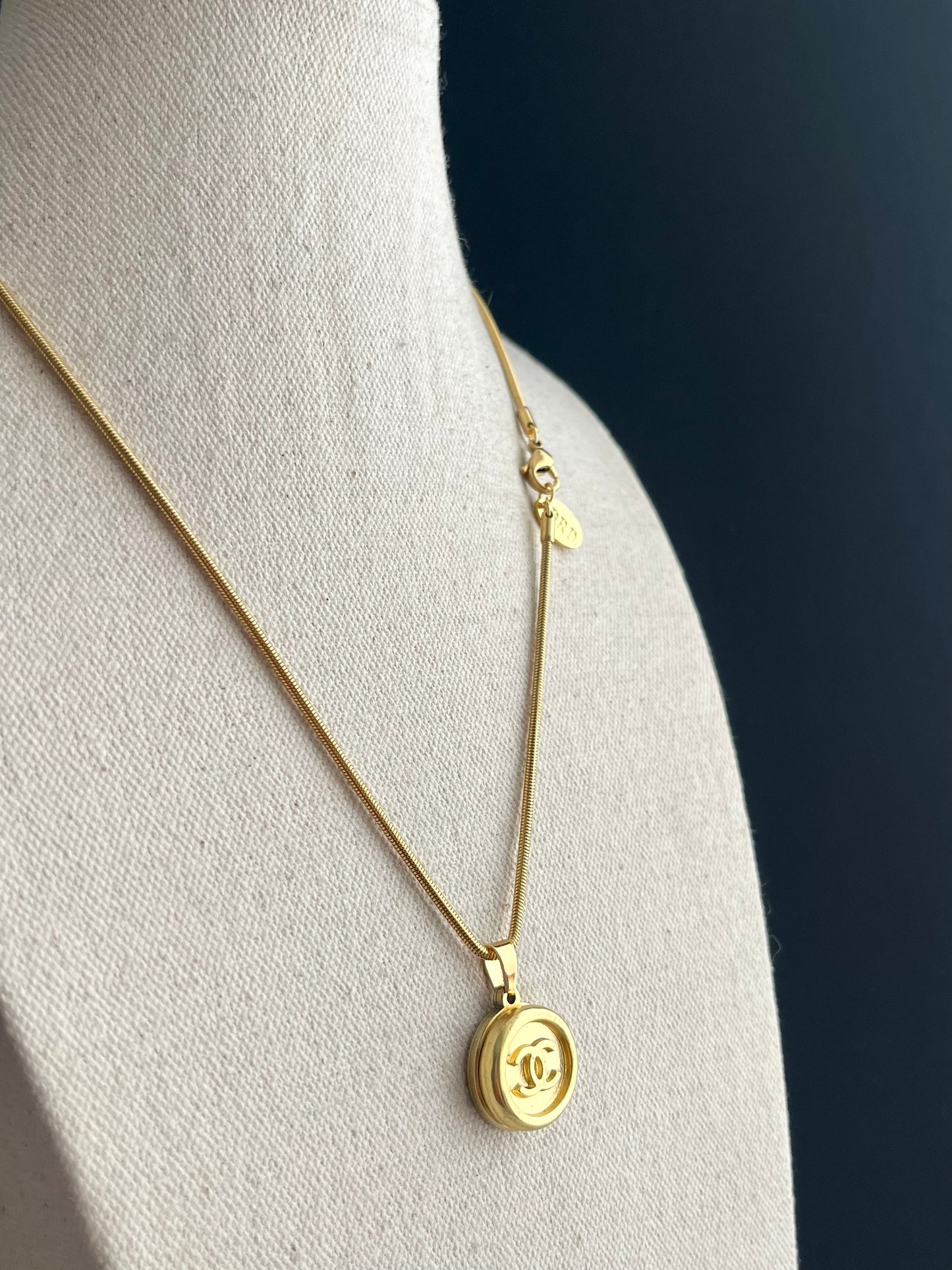 Vintage Authentic reworked Gold button Necklace