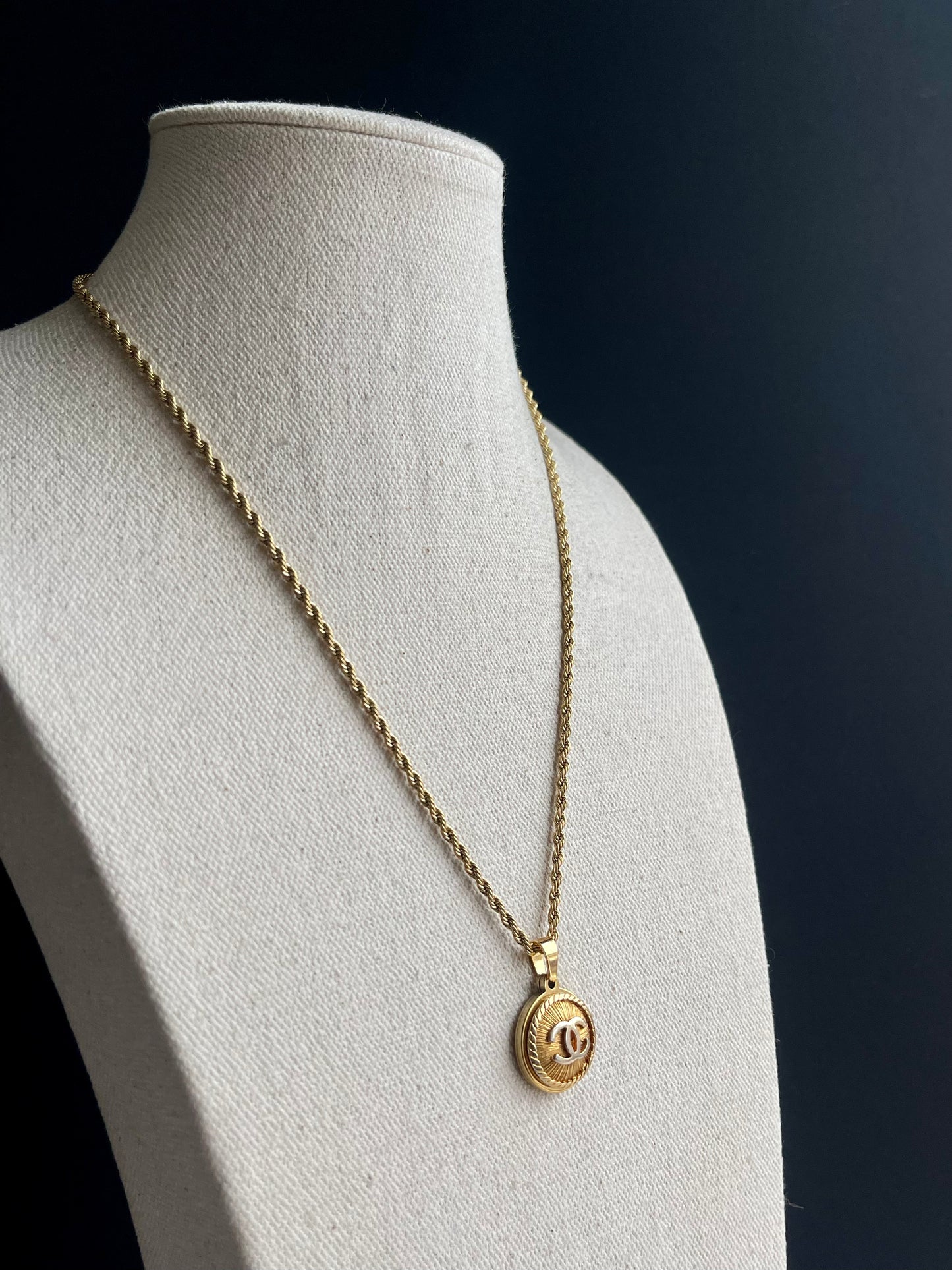 Vintage Authentic reworked Gold button Necklace